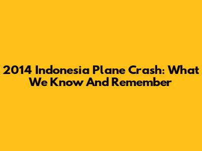 2014 Indonesia Plane Crash: What We Know And Remember