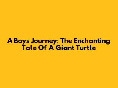 A Boy's Journey: The Enchanting Tale Of A Giant Turtle