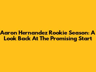 Aaron Hernandez Rookie Season: A Look Back At The Promising Start