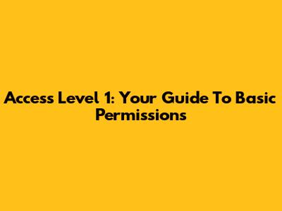 Access Level 1: Your Guide To Basic Permissions