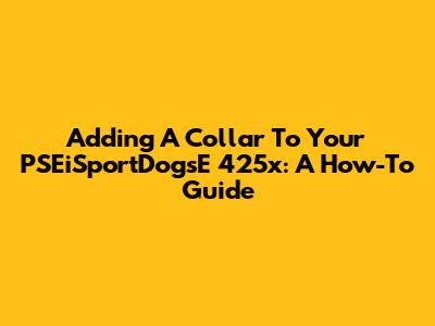 Adding A Collar To Your PSEiSportDogsE 425x: A How-To Guide