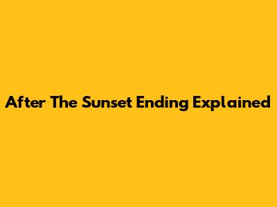 After The Sunset Ending Explained