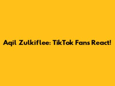 Aqil Zulkiflee: TikTok Fans React!