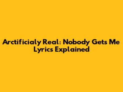 Arctificialy Real: Nobody Gets Me Lyrics Explained