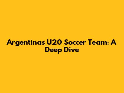 Argentina's U20 Soccer Team: A Deep Dive
