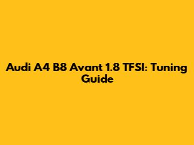 Audi A4 B8 Avant 1.8 TFSI: Tuning Guide