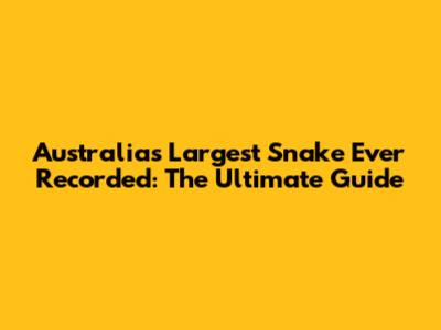 Australia's Largest Snake Ever Recorded: The Ultimate Guide