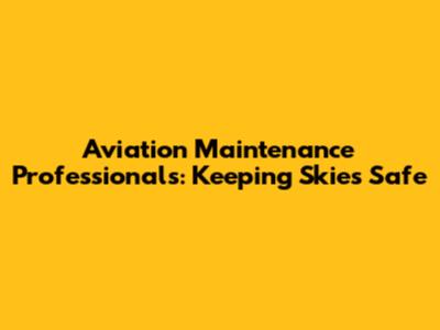 Aviation Maintenance Professionals: Keeping Skies Safe