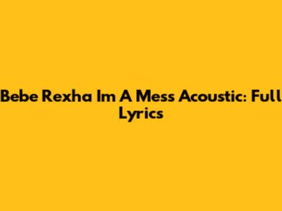 Bebe Rexha 'I'm A Mess' Acoustic: Full Lyrics