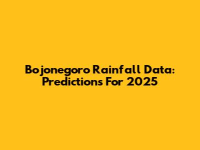 Bojonegoro Rainfall Data: Predictions For 2025