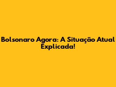 Bolsonaro Agora: A Situação Atual Explicada!