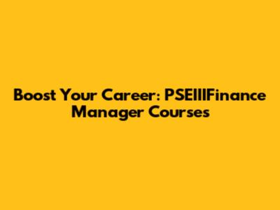 Boost Your Career: PSEIIIFinance Manager Courses