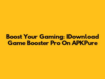Boost Your Gaming: IDownload Game Booster Pro On APKPure