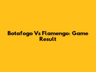 Botafogo Vs Flamengo: Game Result