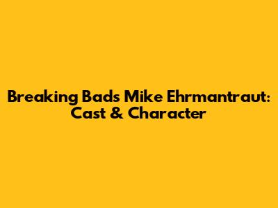 Breaking Bad's Mike Ehrmantraut: Cast & Character