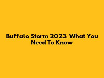 Buffalo Storm 2023: What You Need To Know