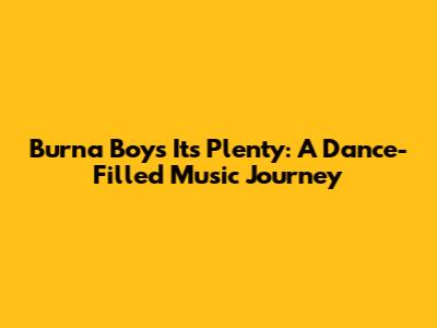 Burna Boy's 'It's Plenty': A Dance-Filled Music Journey