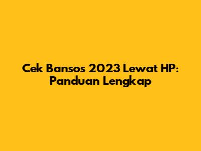 Cek Bansos 2023 Lewat HP: Panduan Lengkap