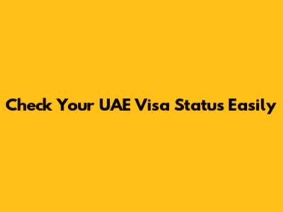 Check Your UAE Visa Status Easily