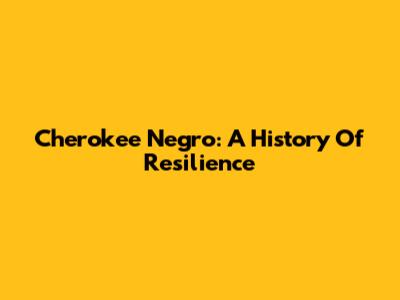 Cherokee Negro: A History Of Resilience