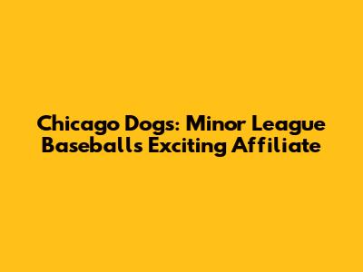 Chicago Dogs: Minor League Baseball's Exciting Affiliate