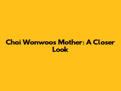 Choi Wonwoo's Mother: A Closer Look