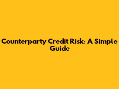 Counterparty Credit Risk: A Simple Guide
