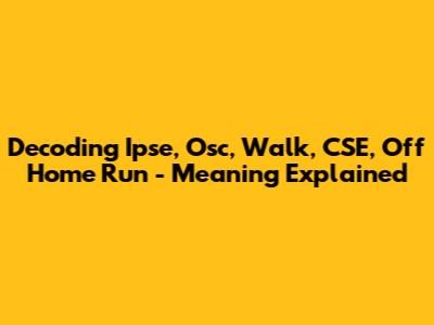 Decoding 'Ipse, Osc, Walk, CSE, Off Home Run' - Meaning Explained