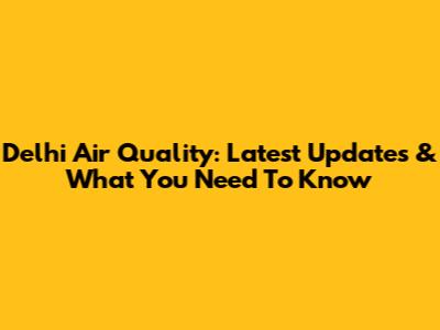 Delhi Air Quality: Latest Updates & What You Need To Know