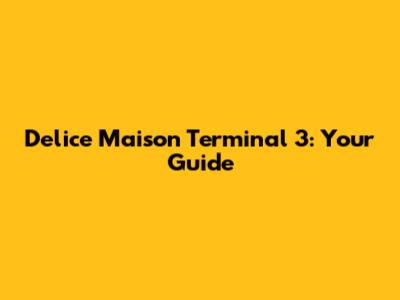Delice Maison Terminal 3: Your Guide