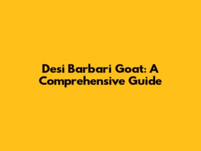 Desi Barbari Goat: A Comprehensive Guide