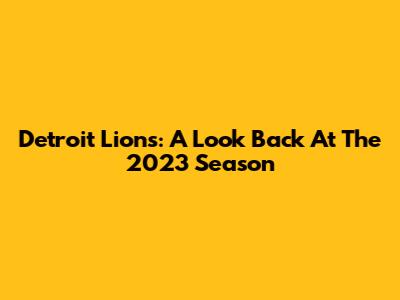Detroit Lions: A Look Back At The 2023 Season
