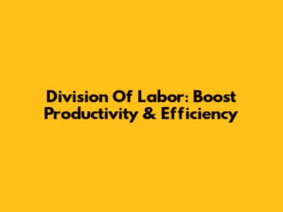 Division Of Labor: Boost Productivity & Efficiency