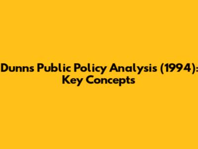 Dunn's Public Policy Analysis (1994): Key Concepts