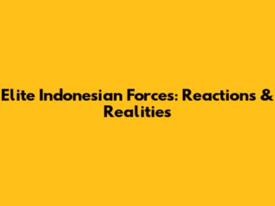 Elite Indonesian Forces: Reactions & Realities