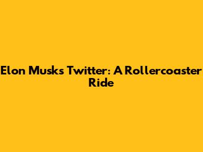 Elon Musk's Twitter: A Rollercoaster Ride