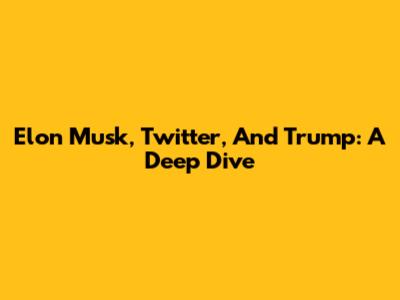 Elon Musk, Twitter, And Trump: A Deep Dive