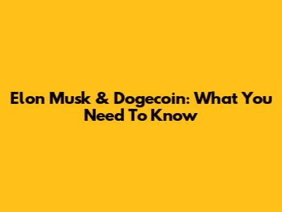 Elon Musk & Dogecoin: What You Need To Know