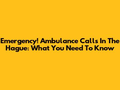 Emergency! Ambulance Calls In The Hague: What You Need To Know