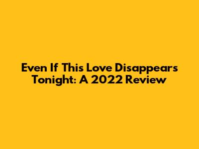 Even If This Love Disappears Tonight: A 2022 Review