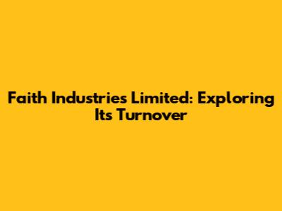 Faith Industries Limited: Exploring Its Turnover