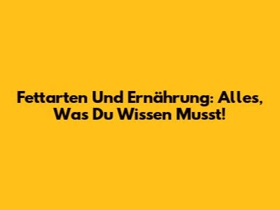 Fettarten Und Ernährung: Alles, Was Du Wissen Musst!