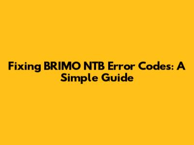 Fixing BRIMO NTB Error Codes: A Simple Guide