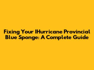Fixing Your IHurricane Provincial Blue Sponge: A Complete Guide