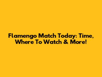 Flamengo Match Today: Time, Where To Watch & More!