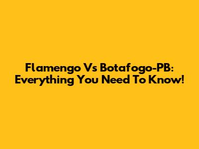 Flamengo Vs Botafogo-PB: Everything You Need To Know!