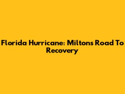 Florida Hurricane: Milton's Road To Recovery