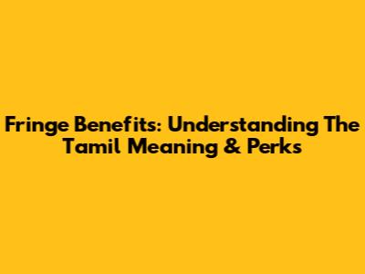Fringe Benefits: Understanding The Tamil Meaning & Perks