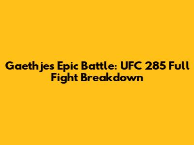 Gaethje's Epic Battle: UFC 285 Full Fight Breakdown