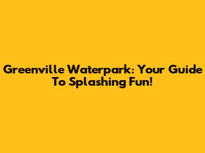 Greenville Waterpark: Your Guide To Splashing Fun!